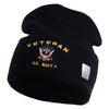 Veteran US Navy Logo Embroidered 12 Inch Cuff Long Beanie Made in USA - Black OSFM
