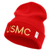 USMC Embroidered 12 Inch Solid Knit Cuff Long Beanie Made in USA - Red OSFM