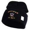 Retired US Navy Logo Embroidered 12 Inch Cuff Long Beanie Made in USA - Black OSFM