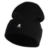 Extra Small Skull Halloween Embroidered Iron On Patched 12 Inch Long Knitted Beanie - Black OSFM