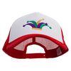 Madi Gras Carnival Crown Embroidered Big Size Big Foam Mesh Truck Cap - White-Red XL-3XL