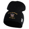 Veteran US Navy Symbol Embroidered 8 Inch Knit Short Beanie Made in USA - Black OSFM