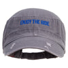 Enjoy The Ride Embroidered Enzyme Frayed Solid Army Caps