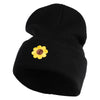 Cute Daisy Flower Embroidered Iron On Patched 12 Inch Long Knitted Beanie - Black OSFM