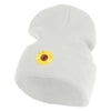 Cute Daisy Flower Embroidered Iron On Patched 12 Inch Long Knitted Beanie - White OSFM