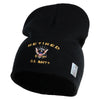Retired US Navy Symbol Embroidered 8 Inch Knit Short Beanie Made in USA - Black OSFM