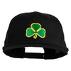 Clover Iron on Patched Flat Bill Snapback Twill Cap - Black OSFM