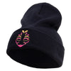 Mardi Gras Two Tone Mask Embroidered 12 Inch Long Knitted Beanie - Black OSFM