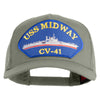 USS Midway CV 41 Blue Patched Solid Cotton Twill 5 panel Mesh Back Cap - Grey OSFM