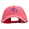 Lineal Elephant Embroidered Big Size Washed Pigment Dyed Cap - Red XL-3XL