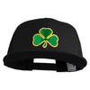 Clover Iron on Patched Flat Bill Snap Back Mesh Cap - Black OSFM