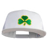 Clover Iron on Patched Flat Bill Snap Back Mesh Cap - White OSFM