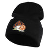 Polka Dots Mushrooms Iron On Patched 12 Inch Long Knitted Beanie - Black OSFM