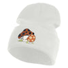 Polka Dots Mushrooms Iron On Patched 12 Inch Long Knitted Beanie - White OSFM