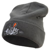 Artistic Easter Bunny Embroidered Big Size Acrylic Long Beanies - Grey XL-3XL
