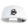 Old English Black S Patched 6 Panels Round Bill Cap - White OSFM
