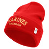 Marines Veteran Logo Embroidered 12 Inch Solid Knit Cuff Long Beanie Made in USA - Red OSFM