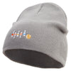 Artistic Style Bowling Embroidered 8 inch Acrylic Short beanie - Grey OSFM