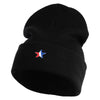 1-Inch Red, White and Blue Star Iron On Patched 12 Inch Long Knitted Beanie - Black OSFM