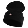 Tiny Nautical Wheel Iron On Patched 12 Inch Long Knitted Beanie - Black OSFM