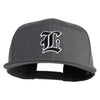 Old English Black L Patched 6 Panels Round Bill Cap - Dark Grey OSFM