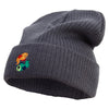 Cartoon Goldfish Icon Embroidered Big Size Cuff Long Beanie - Charcoal XL-3XL
