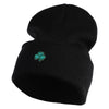Shamrock St. Patrick's Day Embroidered Iron On Patched 12 Inch Long Knitted Beanie - Black OSFM
