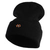 Rhinestud Hotfix Flower Iron On Glue Patched 12 Inch Long Knitted Beanie - Black OSFM