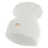 Rhinestud Hotfix Flower Iron On Glue Patched 12 Inch Long Knitted Beanie - White OSFM