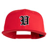 Old English Black V Patched 6 Panels Round Bill Cap - Red OSFM