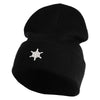 Small Snowflakes Christmas Embroidered Iron On Patched 12 Inch Long Knitted Beanie - Black OSFM