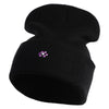 Rhinestud Hotfix Purple Flower Iron On Glue Patched 12 Inch Long Knitted Beanie - Black OSFM