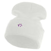 Rhinestud Hotfix Purple Flower Iron On Glue Patched 12 Inch Long Knitted Beanie - White OSFM