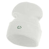 Rhinestud Hotfix Green Flower Iron On Glue Patch 12 Inch Long Knitted Beanie - White OSFM