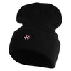 Rhinestud Hotfix Light Purple Flower Iron On Glue Patched 12 Inch Long Knitted Beanie - Black OSFM