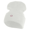 Rhinestud Hotfix Light Purple Flower Iron On Glue Patched 12 Inch Long Knitted Beanie - White OSFM