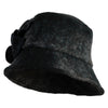 Women's Big Flower Boiled Wool Bucket Hat - Grey OSFM