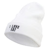 I Love Eat Embroidered 12 Inch Long Knitted Beanie - White OSFM