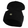 Rhinestud Hotfix Light Green Flower Iron On Glue Patched 12 Inch Long Knitted Beanie - Black OSFM