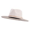 Women's Thin Leatherette Tie Large Brim Fedora Hat - Beige-Mix OSFM