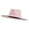 Women's Thin Leatherette Tie Large Brim Fedora Hat - Pink-Mix OSFM