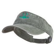 Frog Footprints Embroidered Washed Pigment Dyed Cotton Twill Visor - Olive OSFM