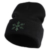 Christmas Snowflakes Rhinestud Iron on Glue Patched 12 Inch Long Knitted Beanie - Black OSFM