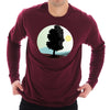 Mountain Tree Logo Graphic Long Sleeve Crewneck Tee - Burgundy XS