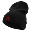 Wine and Cheese Embroidered 12 Inch Long Knitted Beanie - Black OSFM