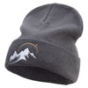 Mountain Skyline Embroidered Big Size Superior Cotton Long Knitting Beanie - Grey XL-3XL