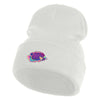 Tropical Fish Sea Life Iron On Patched 12 Inch Long Knitted Beanie - White OSFM