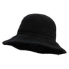 Women's Wavy Brim Faux Leather Bow Knitted Bucket Hat - Black OSFM