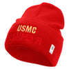 USMC Semper Fi Logo Embroidered 12 Inch Solid Knit Cuff Long Beanie Made in USA - Red OSFM