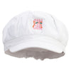 Kitchen Art Embroidered Cotton Elastic Big Size Newsboy Cap - White XL-2XL